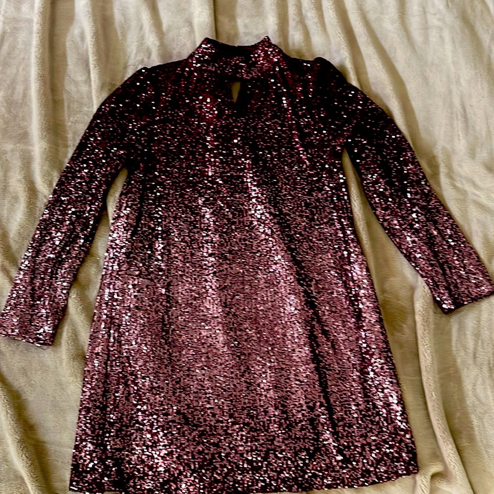 Cable & Gauge Sequin mini dress long sleeve mock neck size L